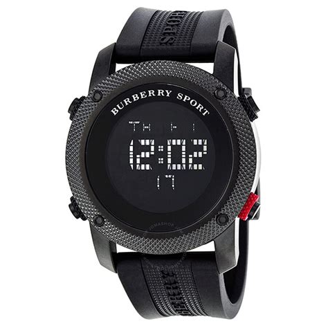 Burberry Sport Black Digital Dial Black Rubber Men's 